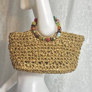 Cappelli Straw Bag with Chunky Bead Handles